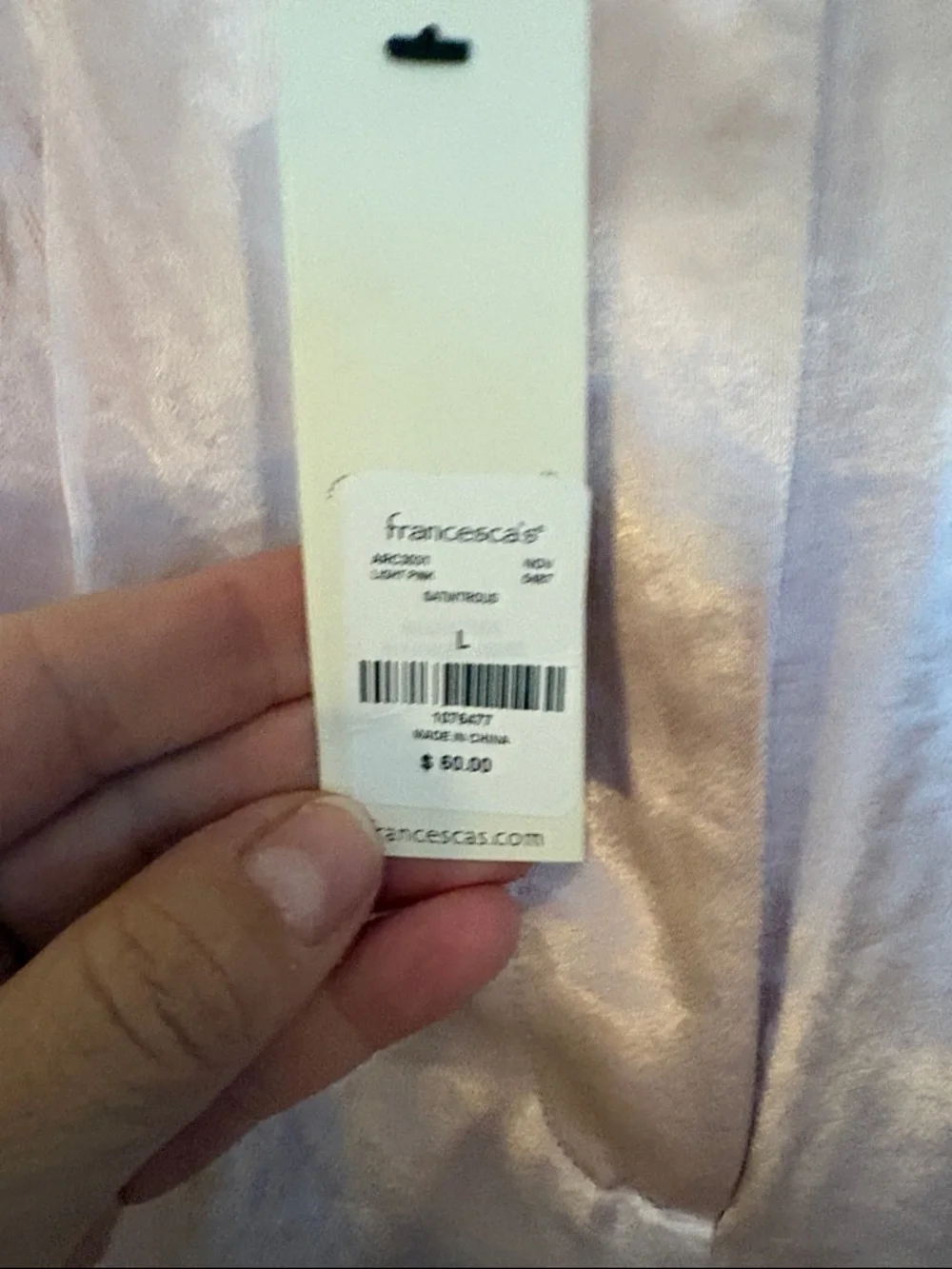 Francesca's Shimmery Light Blush Satin pants size large brand new with tags - Picture 3 of 8